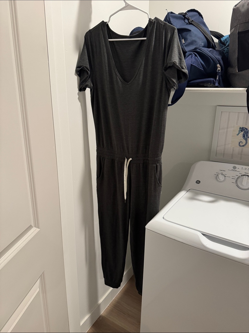 Vuori Gray V-Neck Short Sleeve Jumpsuit